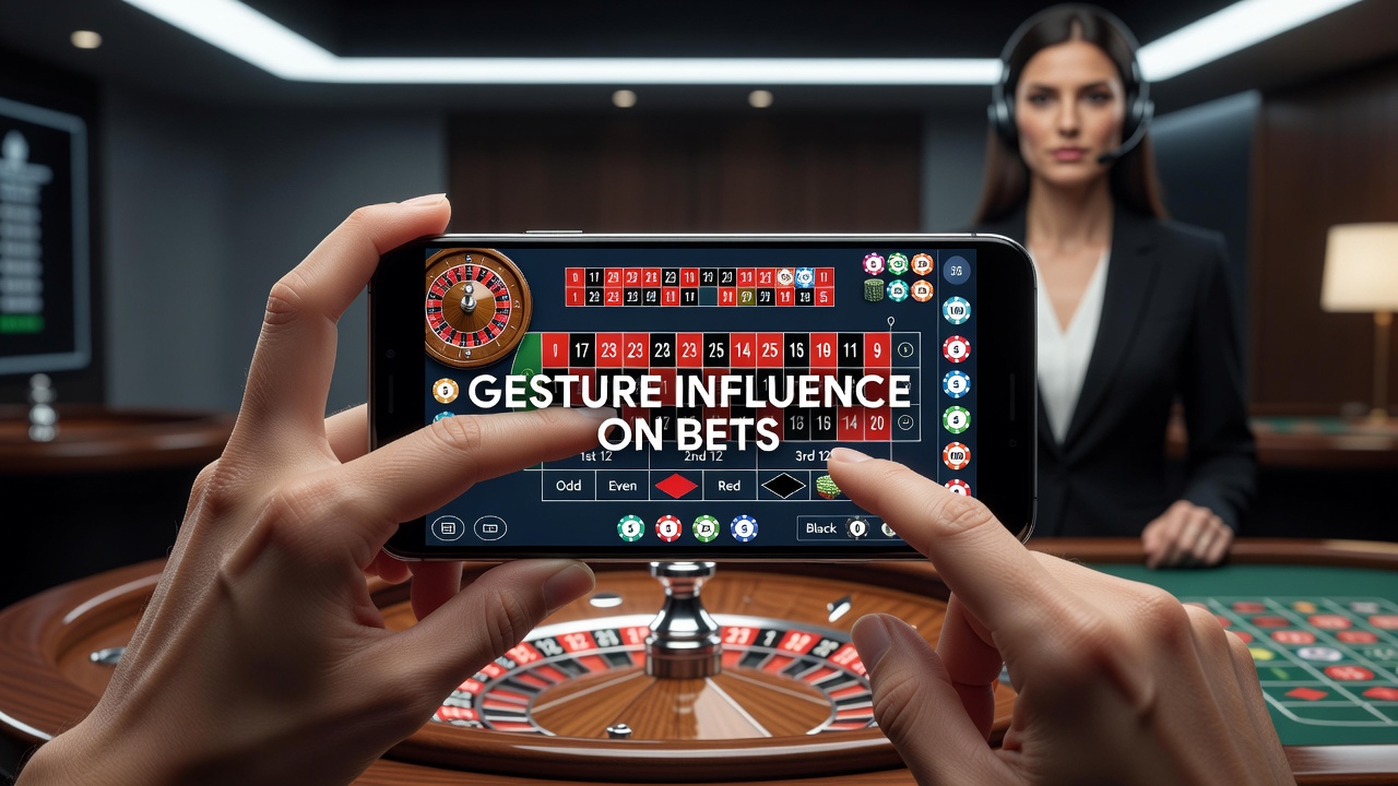 Detailansicht von Wisch- und Zoom-Gesten während einer Live-Roulette-Sitzung