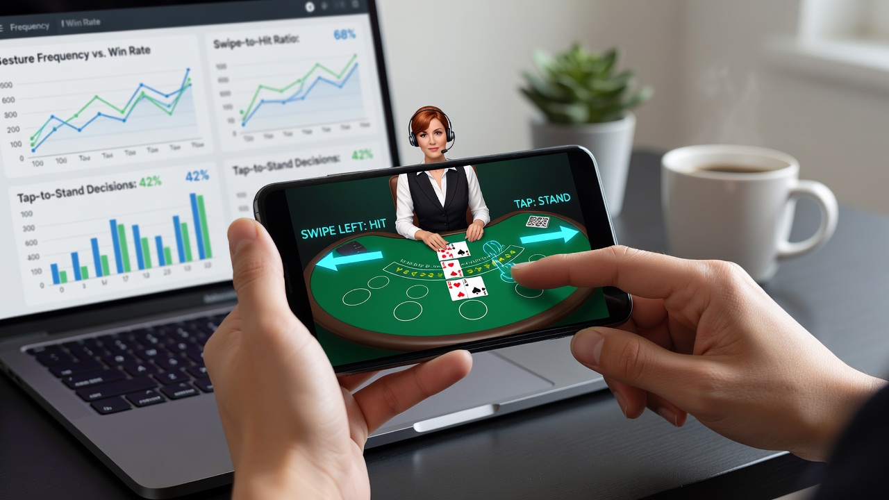 Mobile Live-Dealer-Blackjack-Session mit Geste-Interaktionen