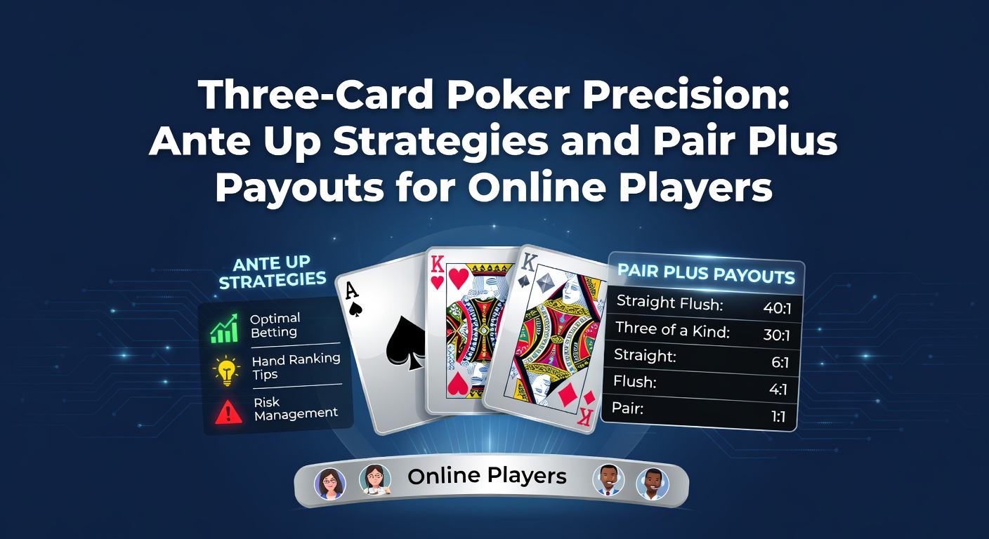 Drei Karten auf grünem Filz: Ein Ass-Hoch Flush in Three-Card Poker, das Dealer übertrumpft und Gewinne signalisiert