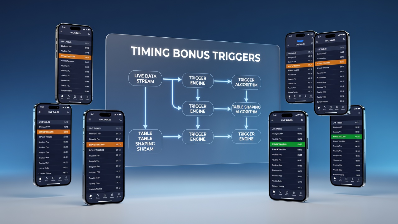Live-Tisch-Auswahl auf einem Tablet mit synchronisierten Bonus-Triggern und Echtzeit-Daten